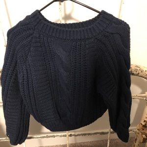 Cropped chunky knit sweater